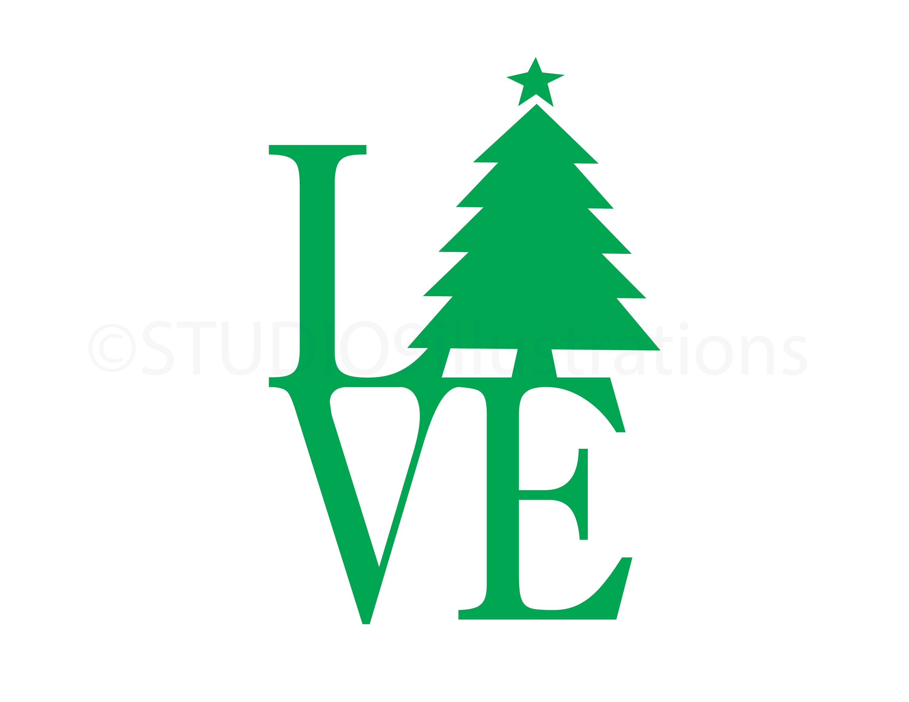 Love Christmas Tree SVG Love Christmas Tree Cut File Love Etsy