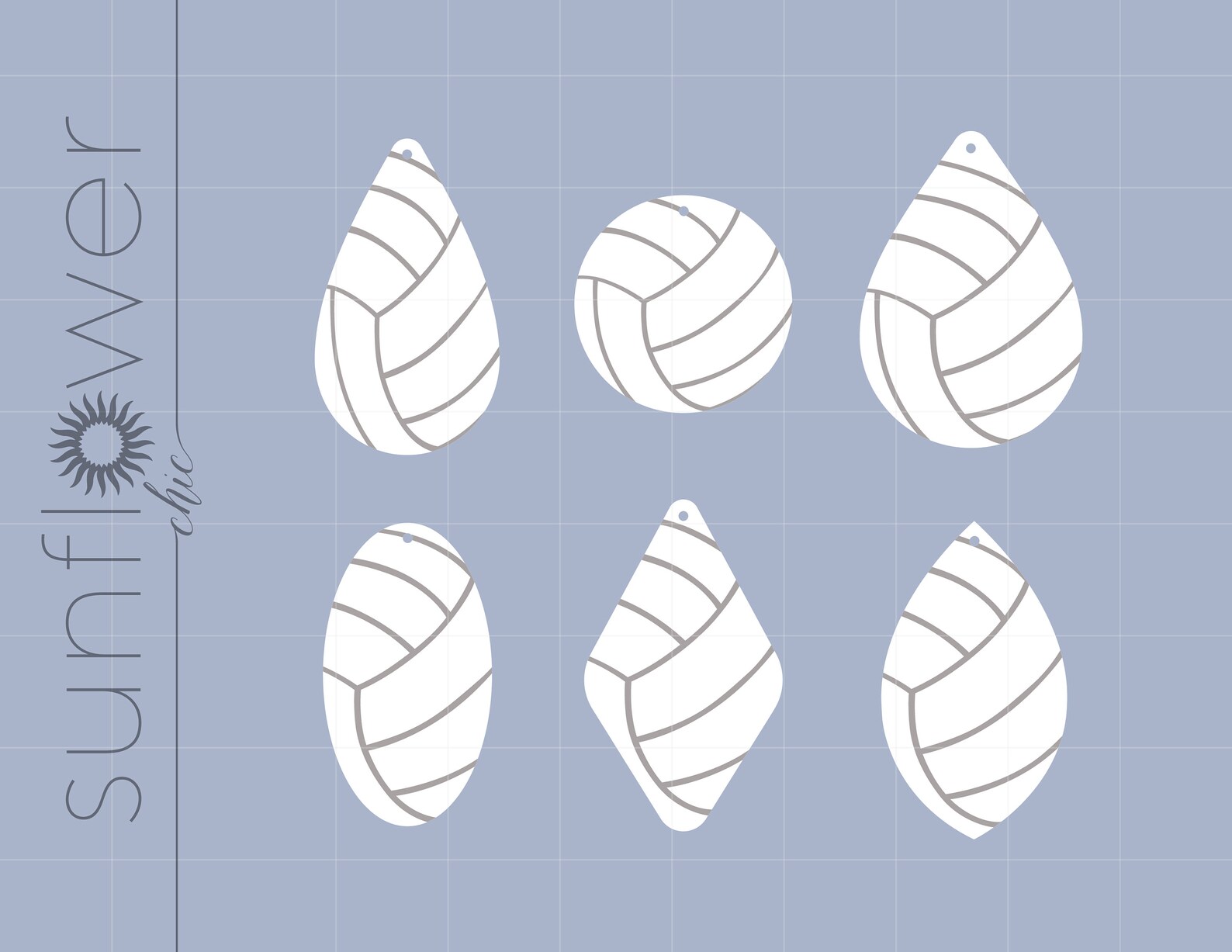 Volleyball Earrings SVG Download Volleyball Earring Template Etsy