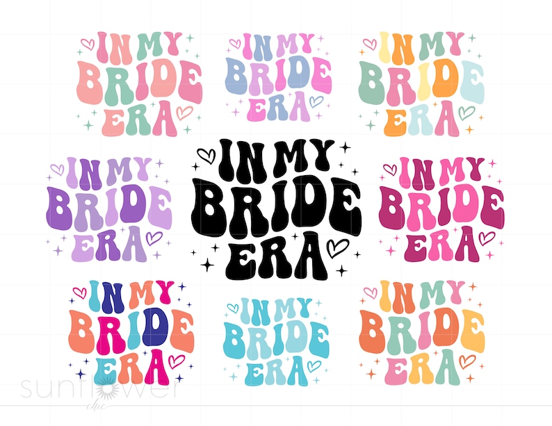 In My Bride Era Svg Bundle, Groovy Letters Bride Shirt Svg, Wedding Bridal Shower Svg Png Dxf Cricut Silhouette Instant Download SC3322 image 1