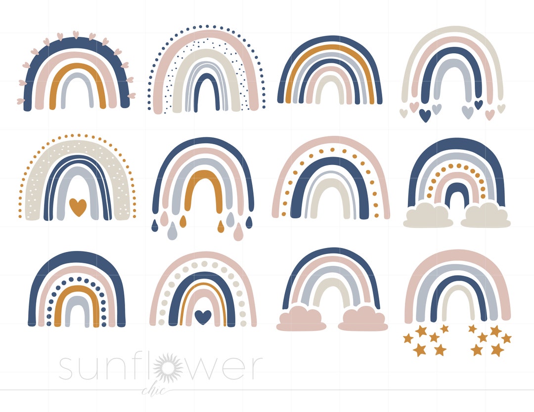 Rainbow Svg | Boho Rainbows SVG Bundle | Boho Svg Clipart | Boho ...