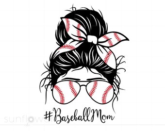 Baseball Mom Svg | Baseball Messy Bun Svg Cut Files | Hashtag Baseball Mom Life Svg Shirt Printable Cricut Silhouette | Baseball Svg SC2318