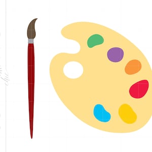 Paint Palette SVG | Paint Palette Clipart | Paint Palette Brush Cut File | Paint Palette Brush Svg Jpg Eps Pdf Png Dxf | Artist Svg SC916