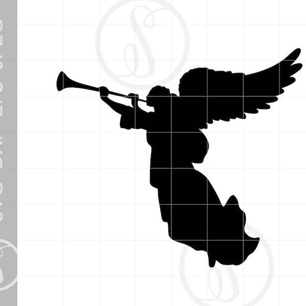 Angel SVG | Angel with Horn Clipart | Angel with Horn Silhouette Cut File | Vector Angel Svg Jpg Eps Pdf Png Dxf Download SC1153