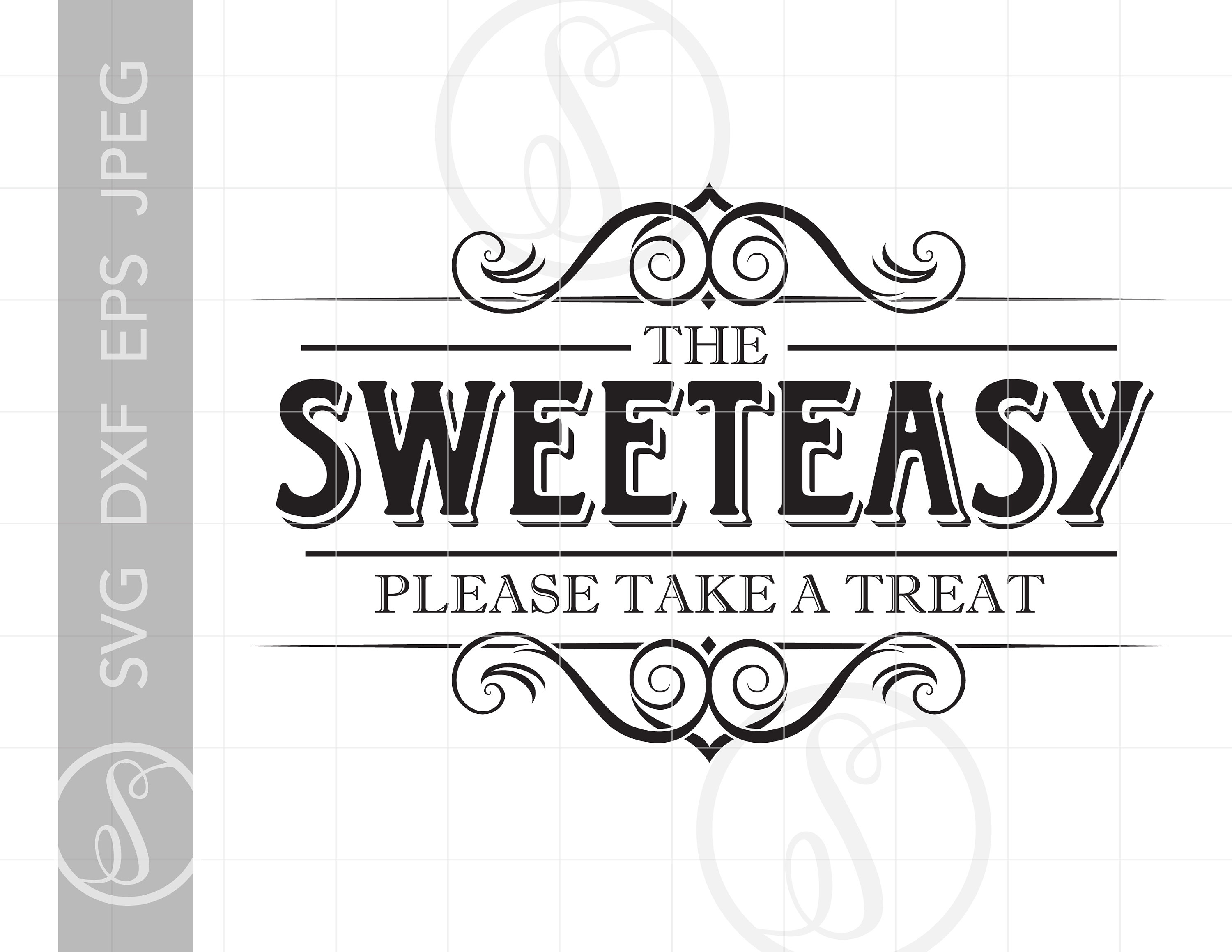 Candy Sign Simple SWEETEASY Candy Sign Art SVG Design | Candy Party SVG Dxf Eps | Vintage ...