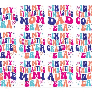 Gymnastik Familie passendes SVG-Bundle, Groovy Buchstaben Gymnastik Ära Shirt Kunst, Vektor Cricut Silhouette Sofort-Download SC4038