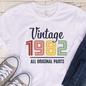 1982 Svg | 1982 Birthday SVG | Vintage 1982 Original Parts Svg | Vintage 1982 Sublimation Svg T Shirt Printable Cricut SC2062T