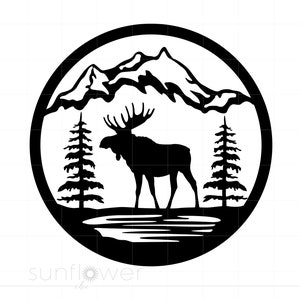 Moose Mountains SVG Download | Moose Mountain Silhouette Download Cut File | Moose Svg Jpg Pdf Png Dxf Cricut Download SC2224