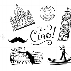 ITALIË Svg Cut bestand Clipart Downloads | Italiaanse Svg Dxf Pdf Silhouet | Rome Svg Clipart Reizen Svg SC496