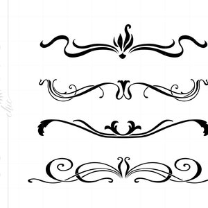 Nouveau HEADERS Art SVG Dxf Eps Jpeg | Paris Clipart Headers Svg Cut File Clipart Downloads | Art Nouveau Silhouette Svg Clipart SC373