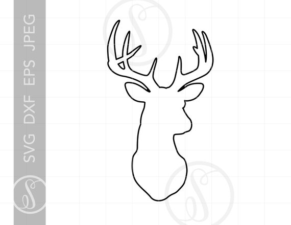 Deer Head Outline SVG Outlined Deer Head Clipart Deer Head | Etsy