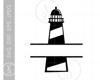 Lighthouse Split Frame SVG | Lighthouse Monogram Silhouette Clipart Download | Lighthouse Cut File Svg Jpg Eps Pdf Png Dxf SC1225
