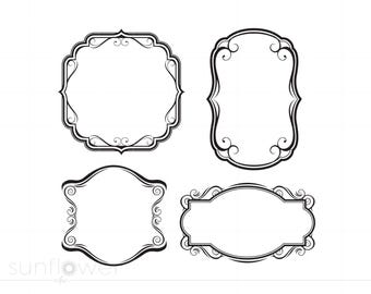 Marcos victorianos SVG Dxf Eps Jpeg / Marcos Svg Archivos de corte Descargas de imágenes prediseñadas / Arte Svg de silueta / Marcos victorianos Silueta Clipart SC163