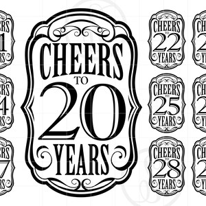 Felicidades aos 20-29 anos SVG silhueta clipart | Saudações aos anos 20-29 Arquivo de corte | Design de camiseta vintage Svg Jpg Dxf Pdf Png SC1441