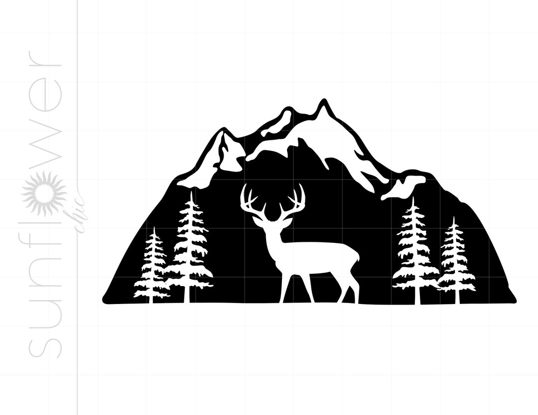 Deer Mountain SVG, Deer Mountain Silhouette Cut File Download, Deer