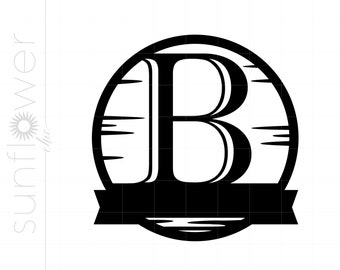 Letter B Monogram Template SVG | Letter B Name Frame Template Download Cut File | Woodcut B Silhouette Svg Jpg Eps Pdf Png Dxf SC1923