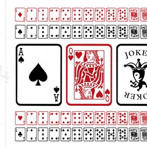 Karty do gry SVG | Karty do gry w pokera sylwetki pliki do cięcia | Pełna talia wektorów kart do gry Clipart Svg Dxf Pdf Png Pobieranie SC775