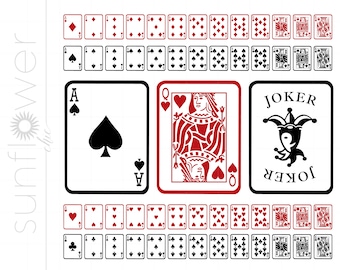 Playing Cards SVG | Poker Playing Card Silhouette Cut Files | Full Deck Vector Playing Cards Clipart Svg Dxf Pdf Png Downloads SC775