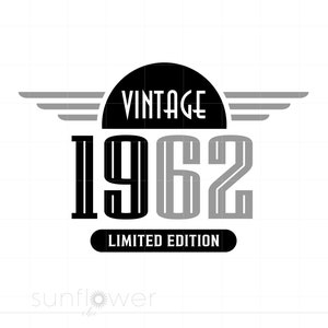 Pliki do pobrania SVG z okazji 60. urodzin | Retro 1962 Urodziny Cricut Silhouette Cut File | 1962 Svg Jpg Dxf Pdf Png SC2112
