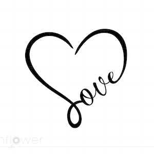 Love Script Heart SVG Download, Love Script Heart Svg Png Jpg Cricut Silhouette Cut File, Instant Download SC1479