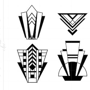 ベクター アールデコ デザイン SVG カット ファイル クリップアート ダウンロード | アールデコ SVG DXF Pdf シルエット | アールデコ エレメント SVG クリップアート SC465