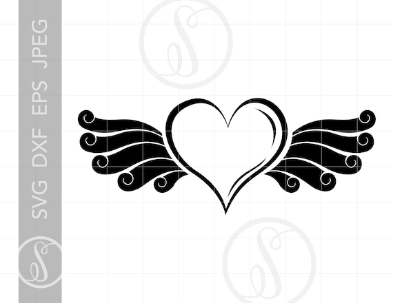 Download Heart Wings Monogram Frame Svg Heart Wings Clipart Heart Etsy