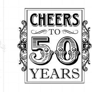 Proost op 50 jaar Sign Art Design SVG | Vintage 50e SVG Dxf Eps 50e Party Cut Bestand Downloads | 50e verjaardag Silhouette Art SC1197
