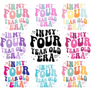 Bundle Svg à l'époque de mes quatre ans, anniversaire de tout-petit anniversaire chemise Svg, 4e anniversaire fille Svg Png Cricut Silhouette téléchargement immédiat SC3578