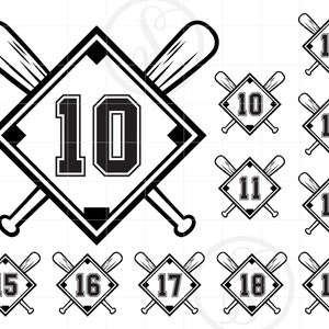 Baseball Numbers 10-19 SVG | Baseball Diamond SVG Cut File Cricut | Baseball Jersey Numbers Design Svg Jpg Eps Pdf Png Download SC1515