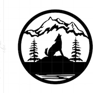 Coyote SVG Download, Coyote Mountain Cut File for Cricut Silhouette, Monogram Svg, Coyote Svg Jpg Eps Pdf Png Dxf Instant Download SC1836