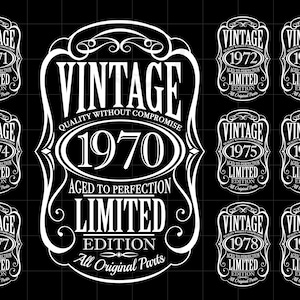 Vintage 1970&#39;s Whiskey Label SVG Downloads | Vintage 1970-79 SVG Clipart | Verouderd tot perfectie gesneden bestand Cricut design svg jpg pdf png SC2237
