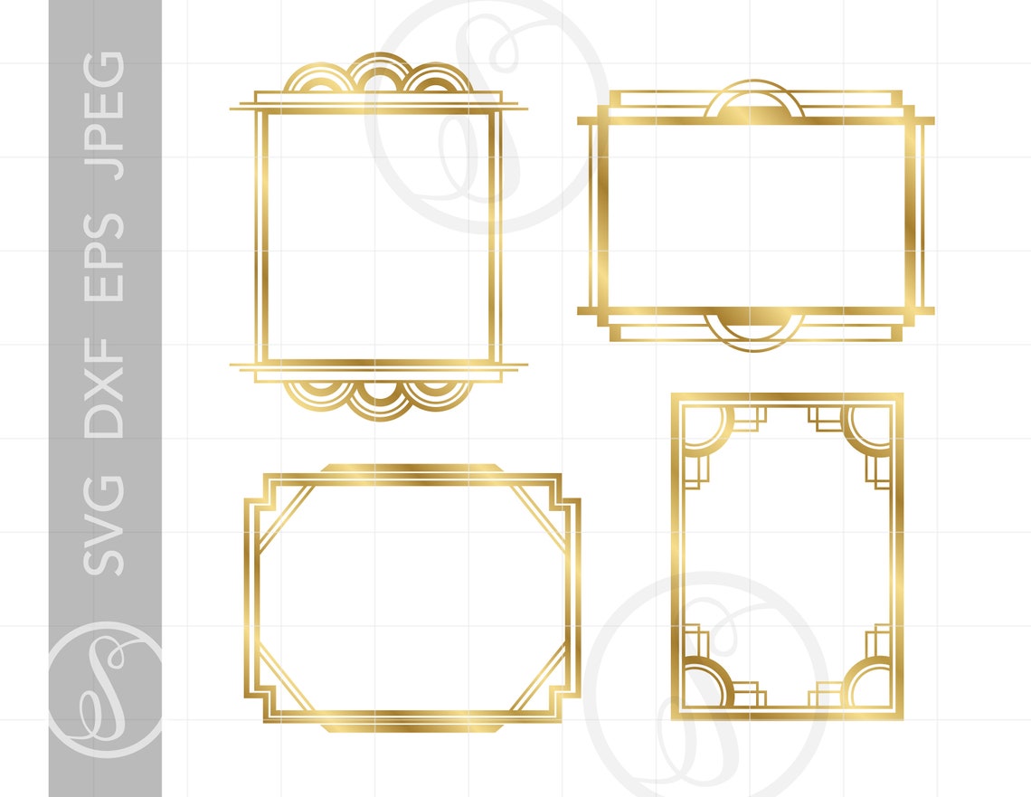 Gold Art Deco FRAMES Art SVG Art Deco Cut File Clipart | Etsy