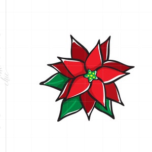 Christmas Poinsettia SVG | Vector Poinsettia Print and Cut File | Christmas Poinsettia Svg Jpg Eps Pdf Png Dxf Download SC1049