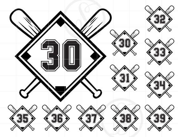 Download Baseball Numbers 30 39 Svg Baseball Diamond Svg Cut File Etsy