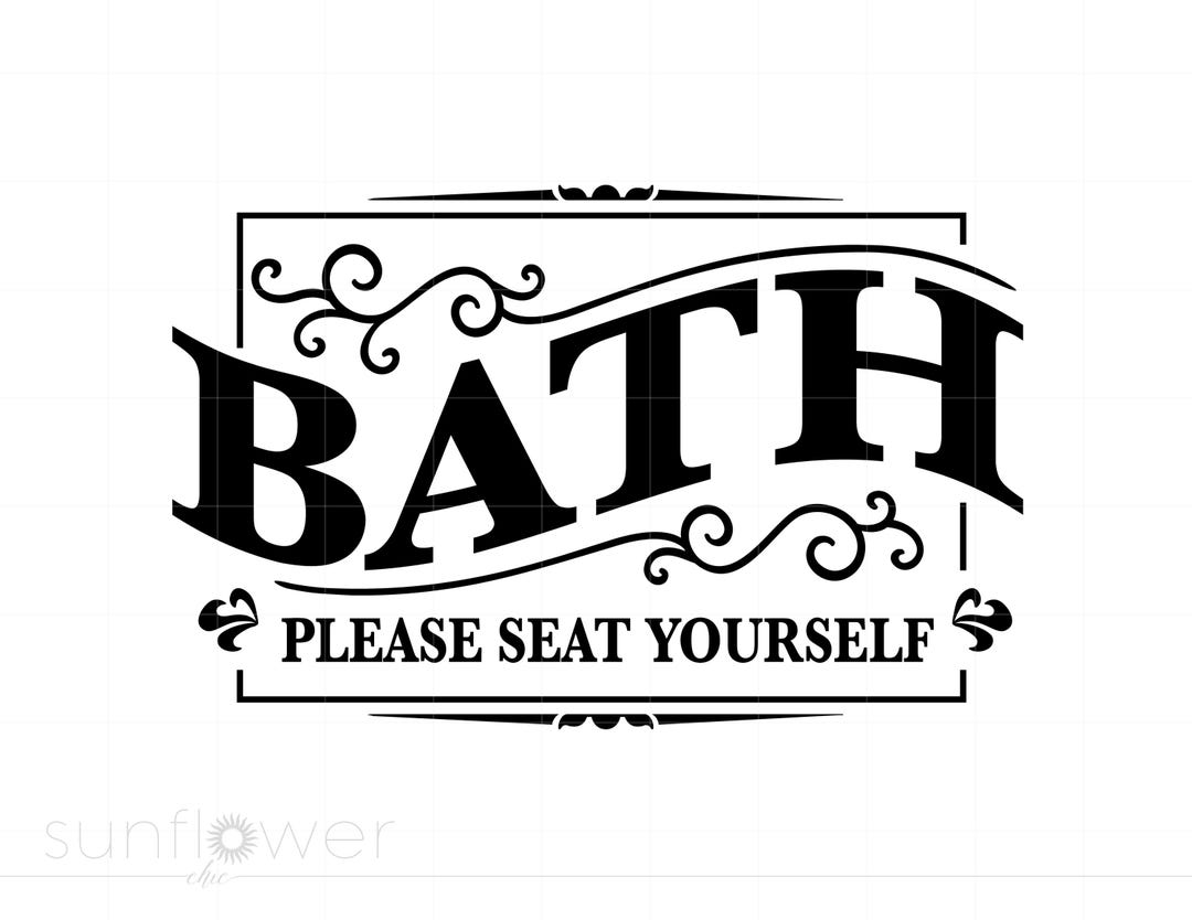 Bath Sign SVG | Bath Clipart | Bath Silhouette Cut File | Bathroom Sign ...