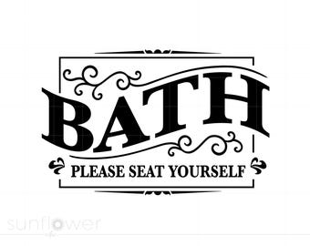 Bath Sign SVG | Bath Clipart | Bath Silhouette Cut File | Bathroom Sign Svg Jpg Eps Pdf Png Dxf Download SC1310