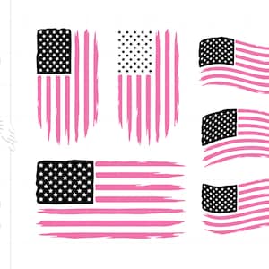 Pink American Flag Svg, Distressed US Flag Svg Cut Files, Patriotic Svg, Distressed American Flag Svg Cricut Silhouette SC2634