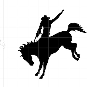 Cow-boy Svg | Fichiers coupés Svg Rodeo Cowboy | Cowboy à cheval Silhouette Cricut | Téléchargements de cow-boys | Cowboy western Svg SC2671
