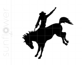 Cowboy Svg / Rodeo Cowboy Svg File di taglio / Cowboy a cavallo Cricut Silhouette / Download Cowboy / Western Cowboy Svg SC2671