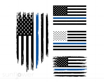Police Svg, Police Wife Svg Cut Files, Back the Blue Svg, Distressed Flag Svg, Thin Blue Line Svg Cricut Silhouette, Instant Download SC2300