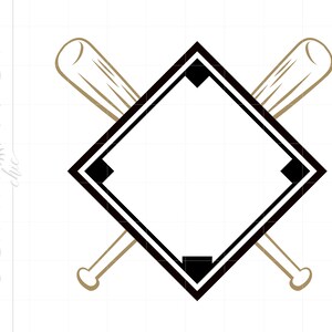 Baseball Svg | Baseball Bat Frame Svg Silhouette Cut File | Baseball Diamond Frame Svg Jpg Pdf Png | Vector Baseball Diamond SC2701