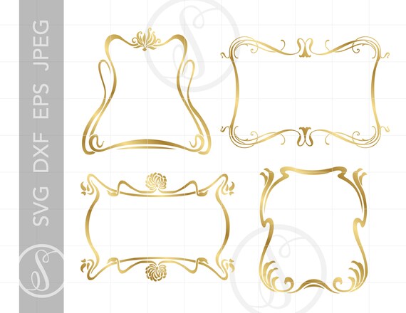 Gold Art Nouveau Frames Svg Clip Art Cut File Border Clipart Downloads Gold Paris Clipart Frames Svg Dxf Pdf Silhouette Svg L Sc82g