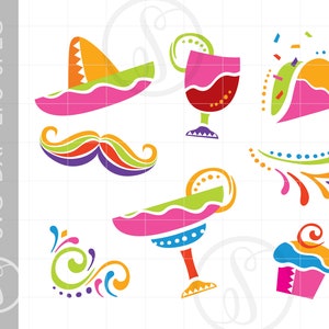 Fiesta Party Clipart Svg | Fiesta Svg Clipart Cut Files | Cinco de Mayo Svg Clipart Png Dxf Eps Downloads | Fiesta Silhouette Svg Art SC435