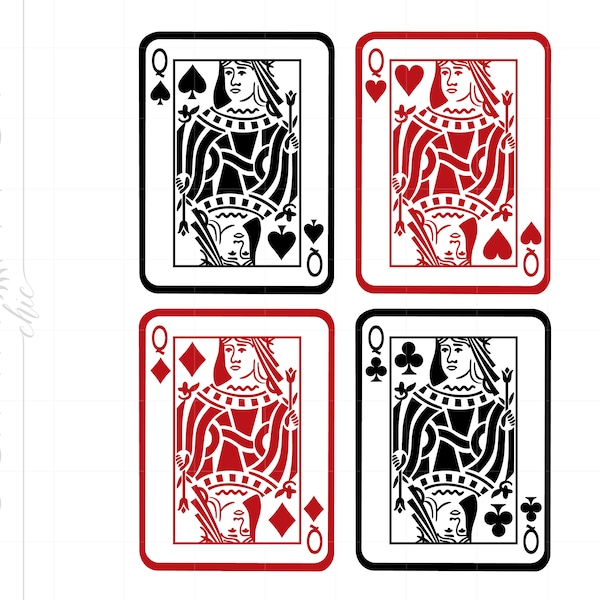 Queen of Hearts Poker Card - Etsy