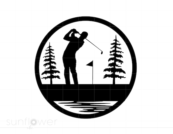 Golfer Svg Silhouette Monogram Name Plate, Golfing Design Svg Jpg Eps Pdf Png Dxf Cricut Silhouette Cut File, Instant Download SC1777