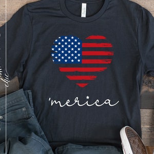 Merica Heart Svg American Flag Heart Svg 4th of July Svg - Etsy