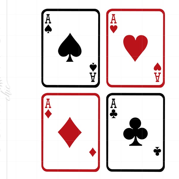 Ace of Hearts SVG | Ace of Spades SVG | Ace of Diamonds SVG | Ace of Clubs Svg Jpg Eps Pdf Png | Poker Cards Aces Downloads SC914