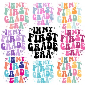 In mijn eerste leerjaar tijdperk SVG-bundel, Groovy Letters 1e leerjaar Svg, leraar tijdperk shirt Svg, Cricut Instant Download SC3562