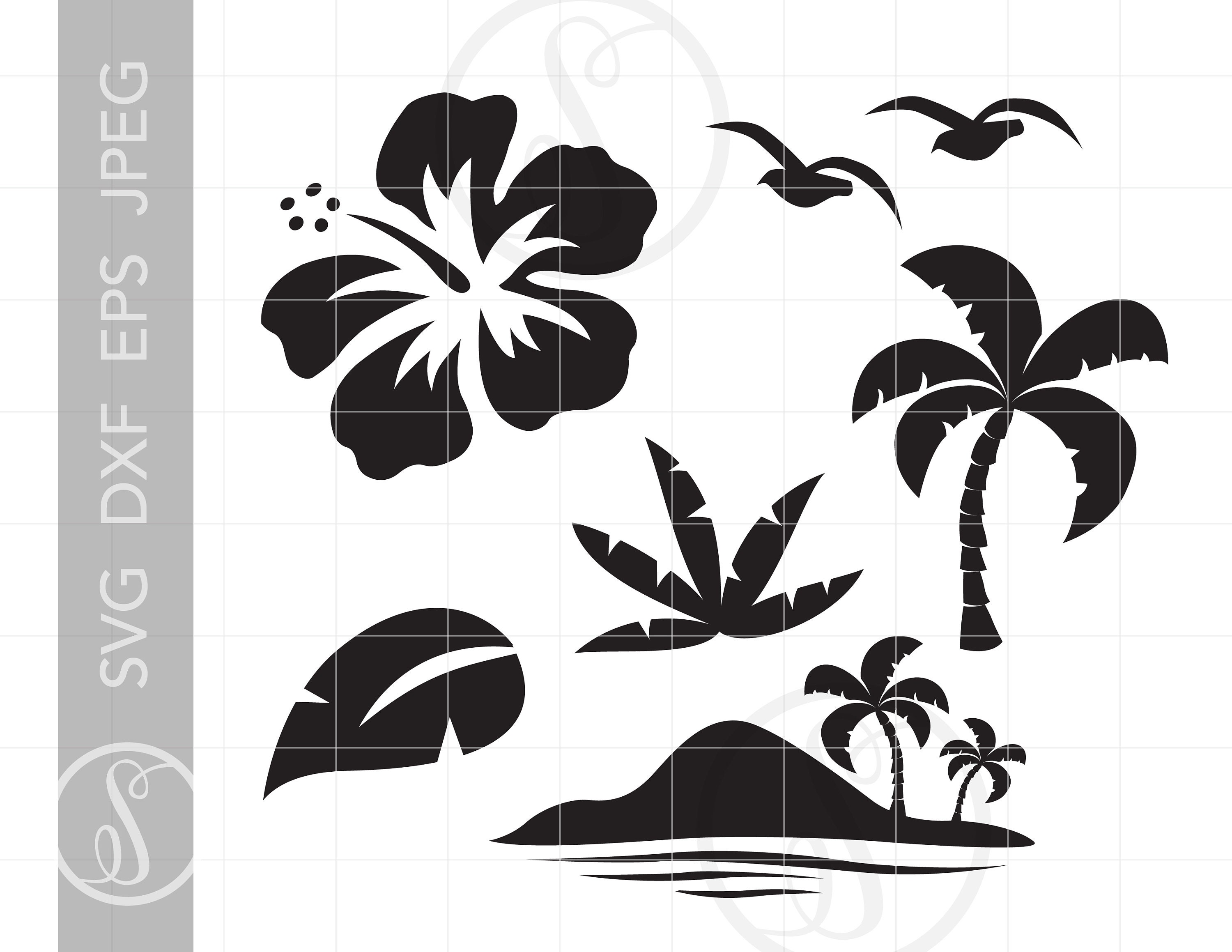 Hawaiian Floral Svg Cut File Clipart Downloads Luau Palm | Etsy