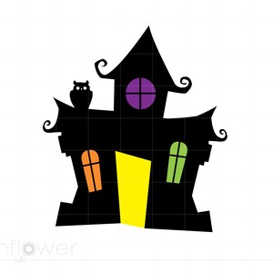 Haunted House Svg Clipart, Halloween Party Decorations, Haunted House Svg Jpg Png Cricut Silhouette Cut File, Instant Download SC1003