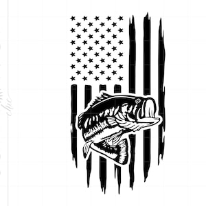 American Flag Svg, Fishing Svg, US Flag Fish Svg Cut File for Cricut Silhouette, American Fisherman Shirt, US Flag Svg SC2919
